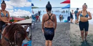 Yanira Berríos luce su figura en la playa El Majahual.