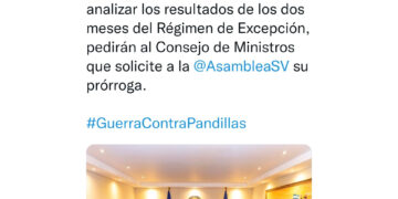 Gabinete de Seguridad solicita tercera prórroga para extender Régimen de Excepción