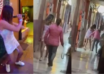 Joven es sacada a cinchazos de una disco.