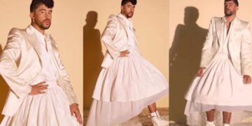 Bad Bunny posa con vestido de novia y enciende las redes sociales.