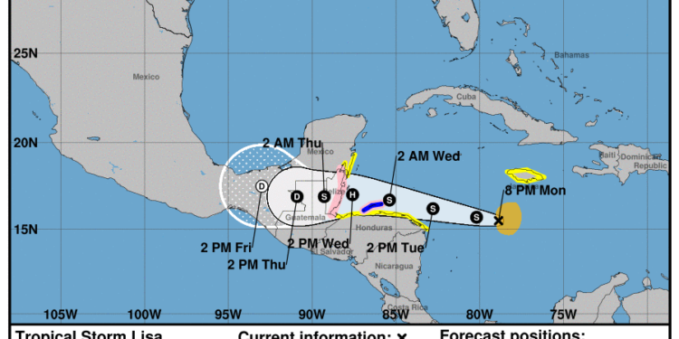 Tormenta tropical Lisa amenaza El Caribe y Centroamérica.