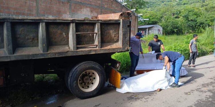 Joven fallece tras caerle camión encima.