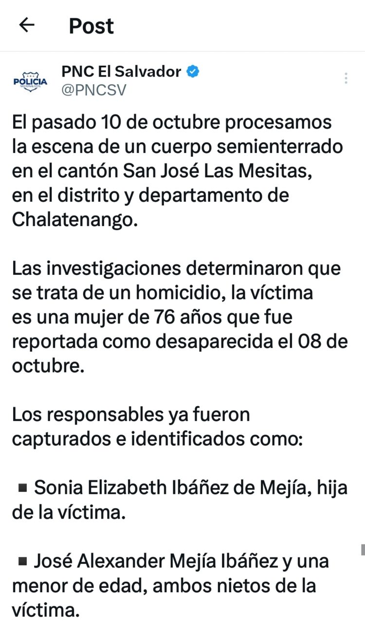 Mujer asesina a su madre por la disputa de un terreno. - TVM El Salvador