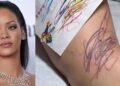 ¡Rihanna emociona a sus fans con un tatuaje inspirado en el dibujo de sus hijos!